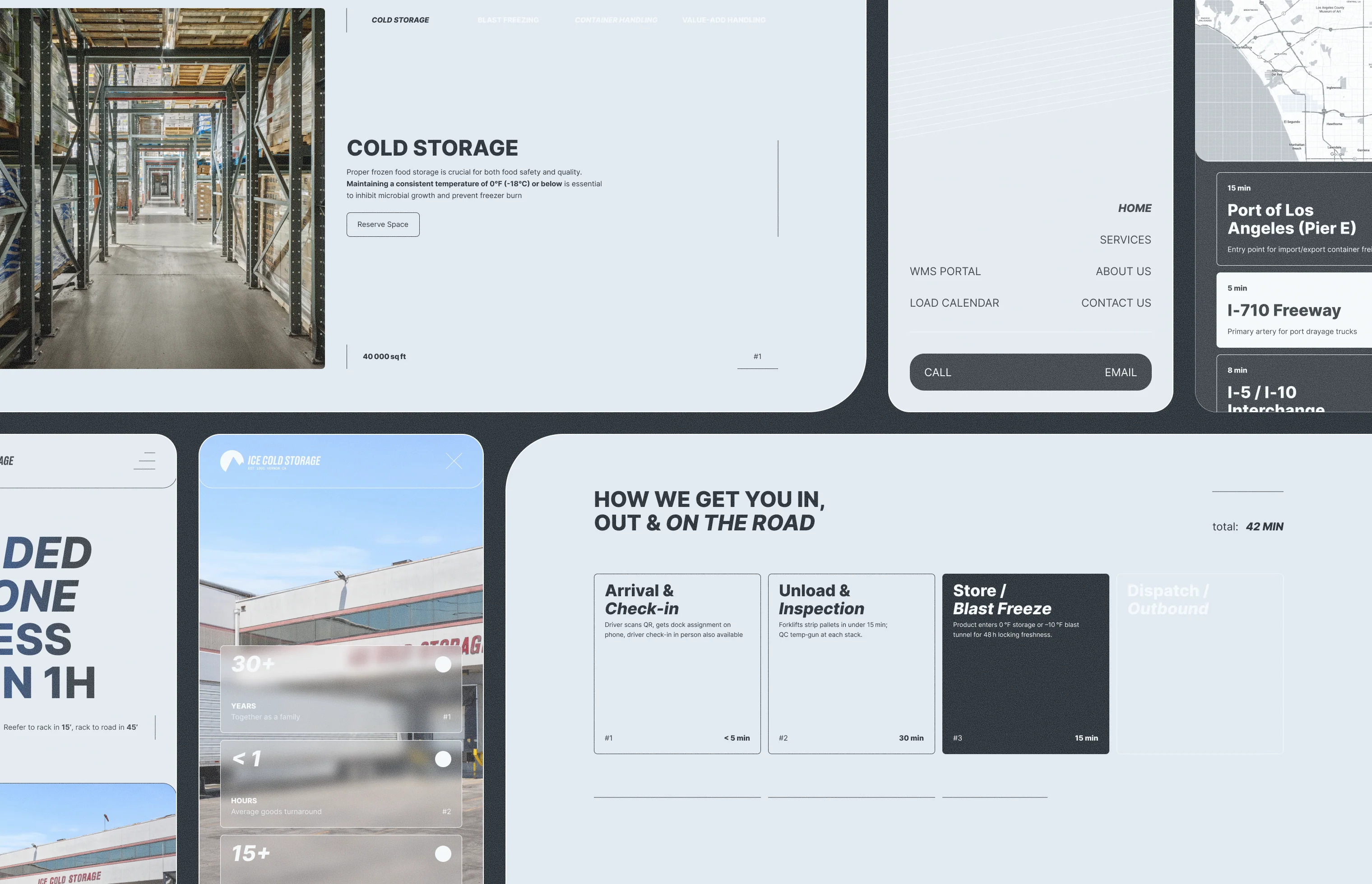 Ice Cold Storage desktop and mobile product website screens